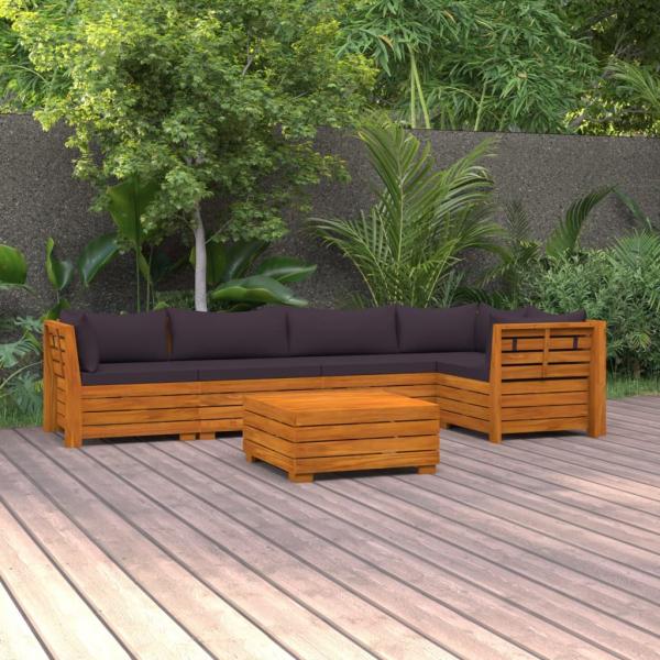 ARDEBO.de - 6-tlg. Garten-Lounge-Set mit Kissen Massivholz Akazie