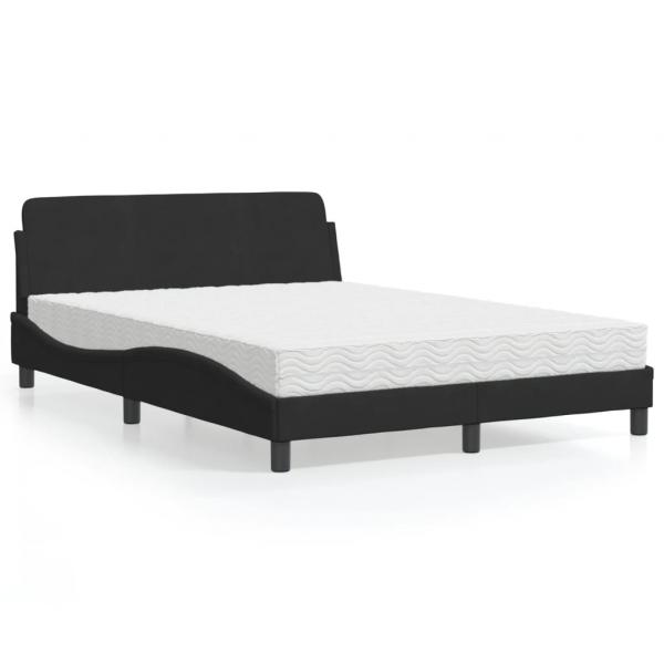 ARDEBO.de - Bett mit Matratze Schwarz 120x200 cm Samt