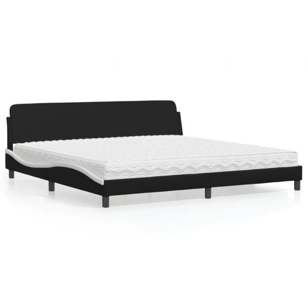 ARDEBO.de - Bett mit Matratze Schwarz und Weiß 200x200 cm Kunstleder