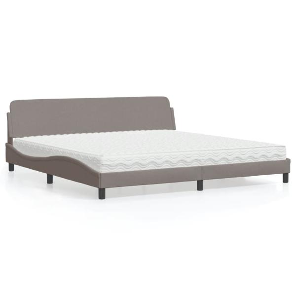 ARDEBO.de - Bett mit Matratze Taupe 200x200 cm Stoff