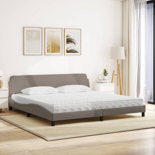 Bett mit Matratze Taupe 200x200 cm Stoff