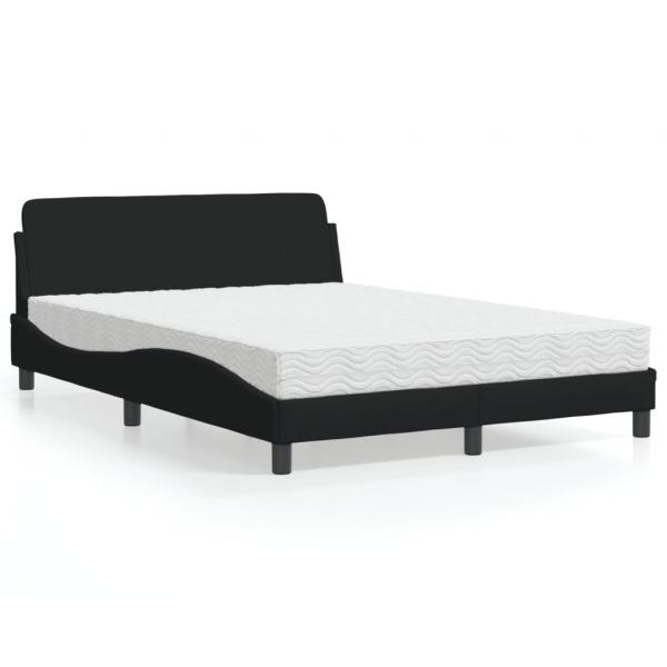 ARDEBO.de - Bett mit Matratze Schwarz 140x190 cm Stoff