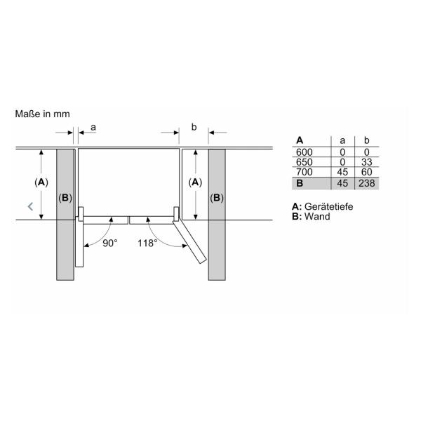 Siemens KF96RSBEA iQ700 Side-by-Side-Kombination mit Getränkeschublade, 90,6 cm breit, 572 L, noFrost, Multi-Airflow-System, Home Connect, schwarz