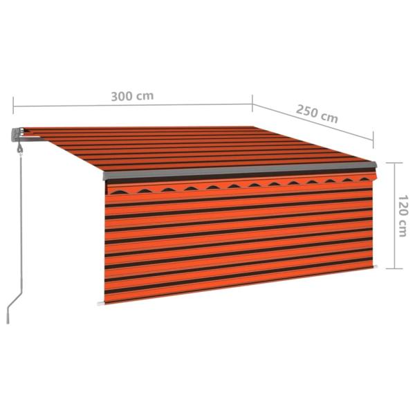 Markise Automatisch Einziehbar mit Volant 3x2,5m Orange & Braun