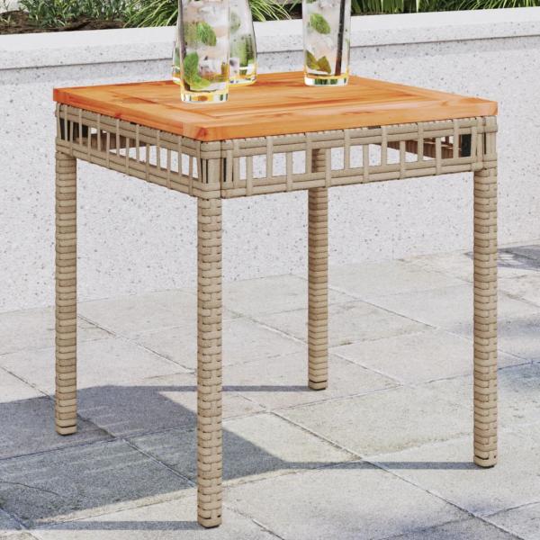 ARDEBO.de - Gartentisch Beige 38x38x42 cm Poly Rattan Akazienholz