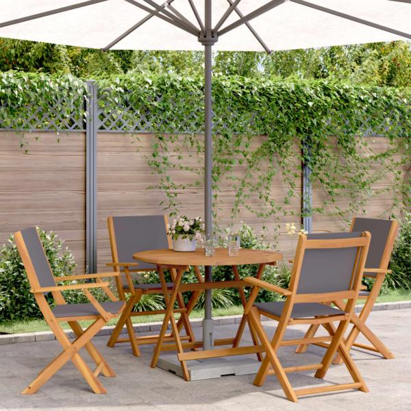 ARDEBO.de - 5-tlg. Garten-Essgruppe Stoff und Massivholz Anthrazit
