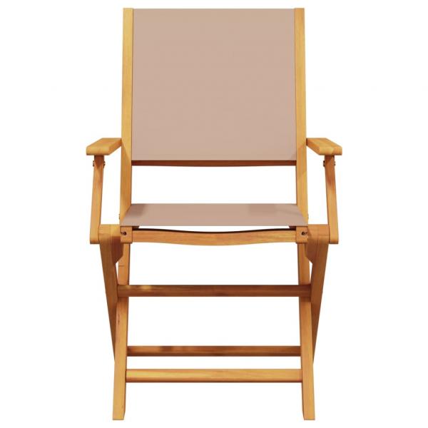 3-tlg. Bistro-Set Taupe Stoff und Massivholz