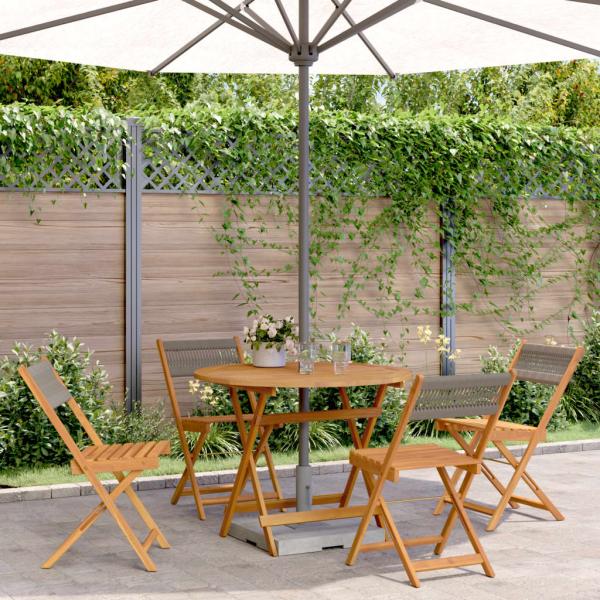 ARDEBO.de - 5-tlg. Garten-Essgruppe Polypropylen und Massivholz Grau