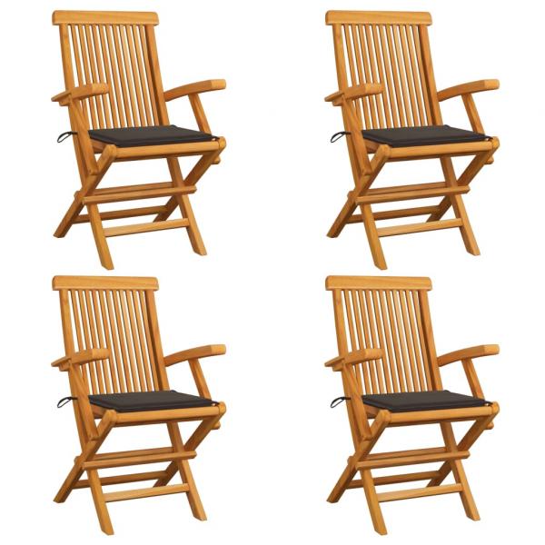 ARDEBO.de - Gartenstühle mit Taupe Kissen 4 Stk. Massivholz Teak