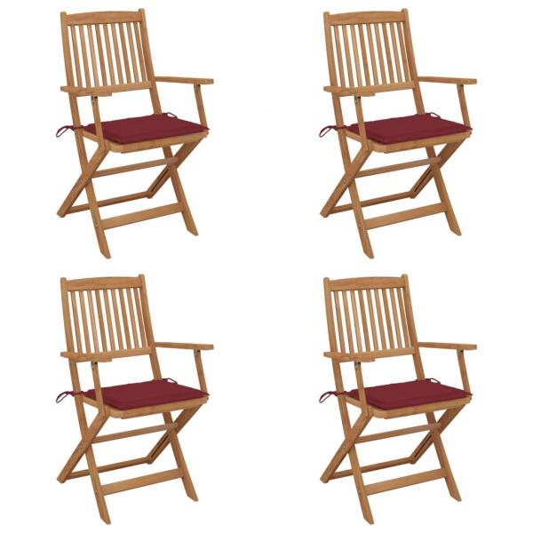 ARDEBO.de - Klappbare Gartenstühle 4 Stk. mit Kissen Massivholz Akazie