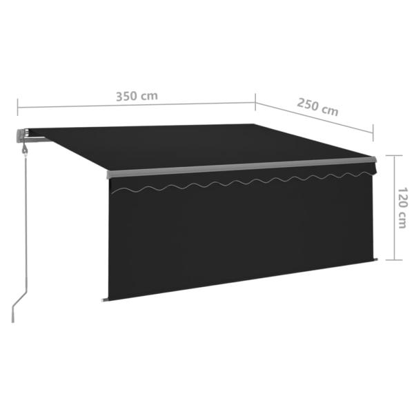 Markise Automatisch Einziehbar mit Volant 3,5x2,5 m Anthrazit