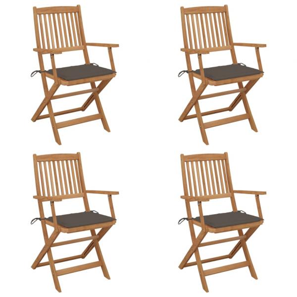 ARDEBO.de - Klappbare Gartenstühle 4 Stk. mit Kissen Massivholz Akazie