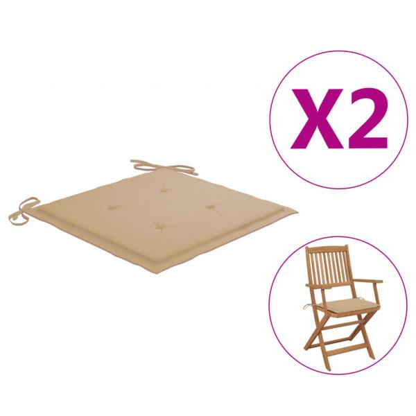 ARDEBO.de - Gartenstuhl-Kissen 2 Stk. Beige 40x40x3 cm Oxford-Gewebe