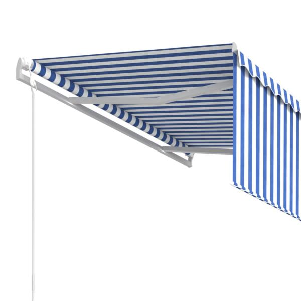 Markise Automatisch Einziehbar mit Volant 3,5x2,5 m Blau & Weiß  