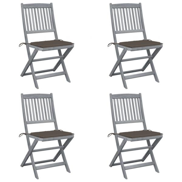 ARDEBO.de - Klappbare Gartenstühle 4 Stk. mit Kissen Massivholz Akazie