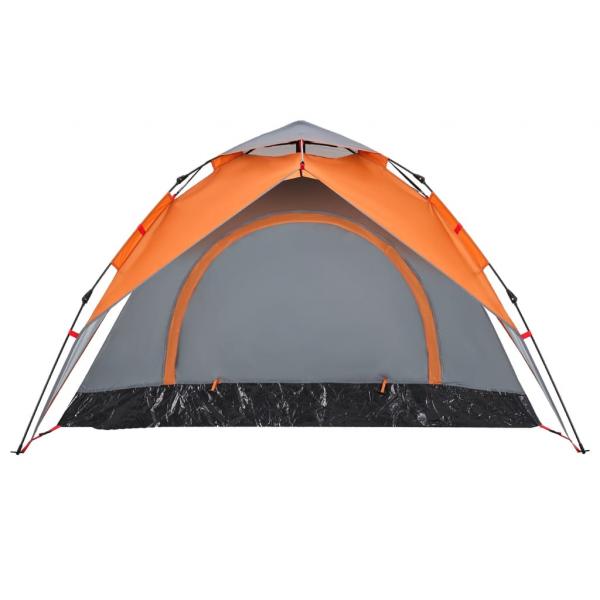 Kuppel-Campingzelt 3 Personen Grau und Orange Quick Release