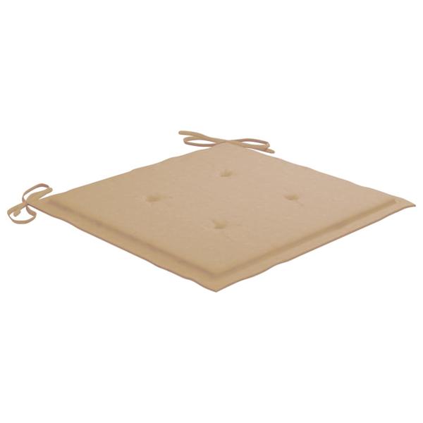 3-tlg. Bistroset mit Beigen Kissen Massivholz Teak