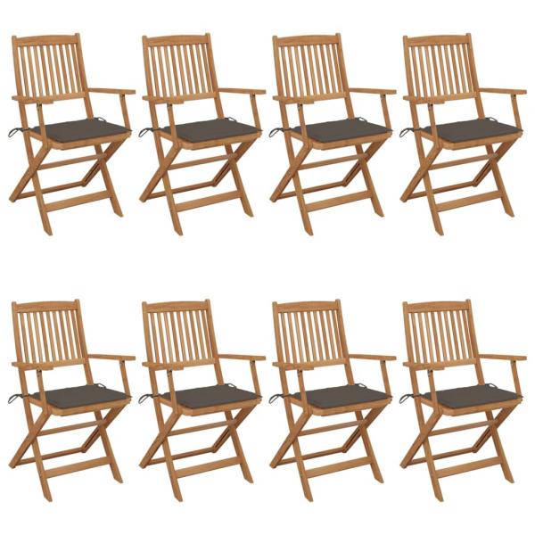 ARDEBO.de - Klappbare Gartenstühle 8 Stk. mit Kissen Massivholz Akazie