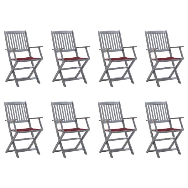 ARDEBO.de - Klappbare Gartenstühle 8 Stk. mit Kissen Massivholz Akazie
