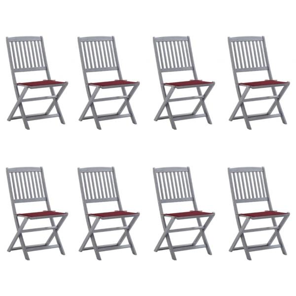 ARDEBO.de - Klappbare Gartenstühle 8 Stk. mit Kissen Massivholz Akazie