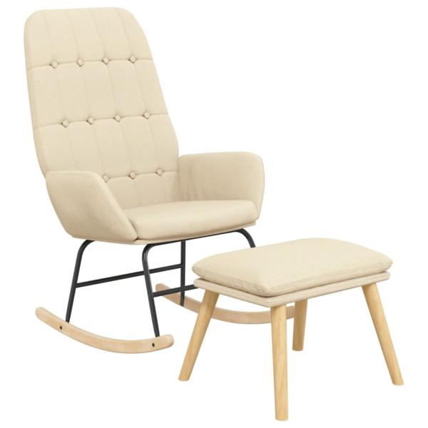 Schaukelsessel mit Hocker Creme Stoff