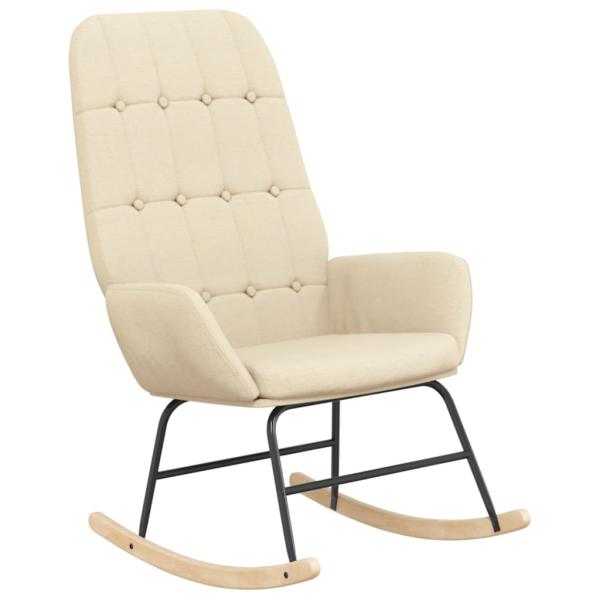 Schaukelsessel mit Hocker Creme Stoff