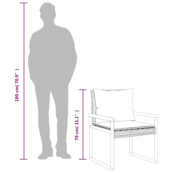 3-tlg. Bistro-Set mit Kissen Schwarz Poly Rattan Akazienholz