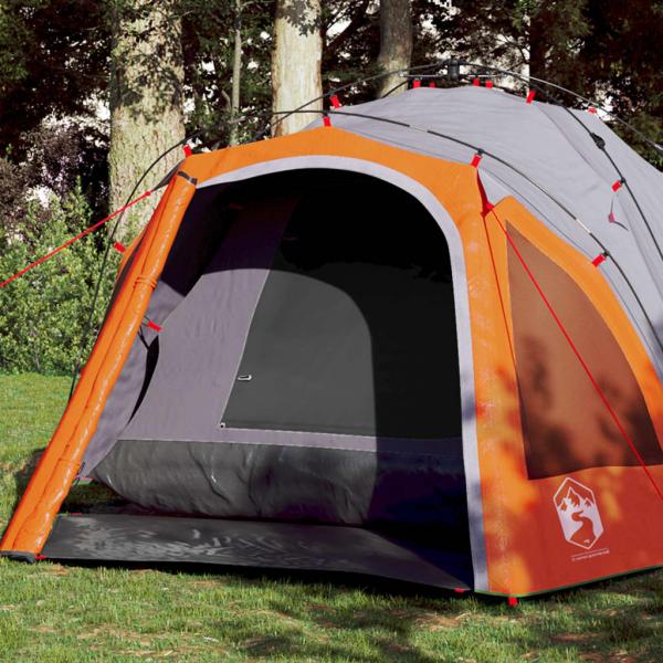 ARDEBO.de - Kuppel-Campingzelt 3 Personen Grau und Orange Quick Release