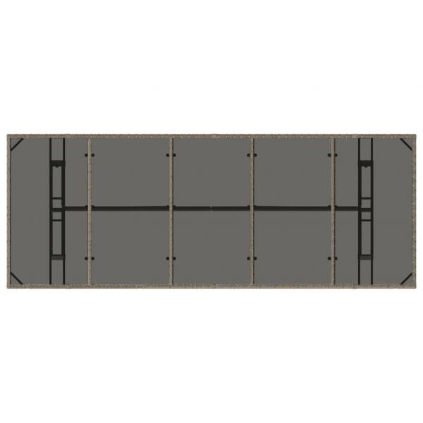 Gartentisch mit Glasplatte Grau 240x90x75 cm Poly Rattan