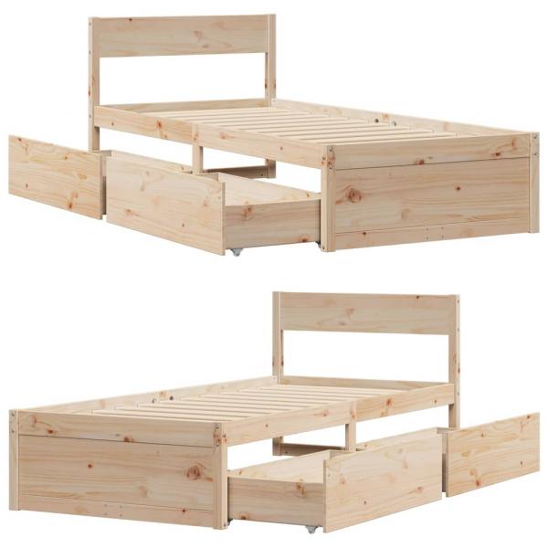 Massivholzbett ohne Matratze 75x190 cm Kiefernholz