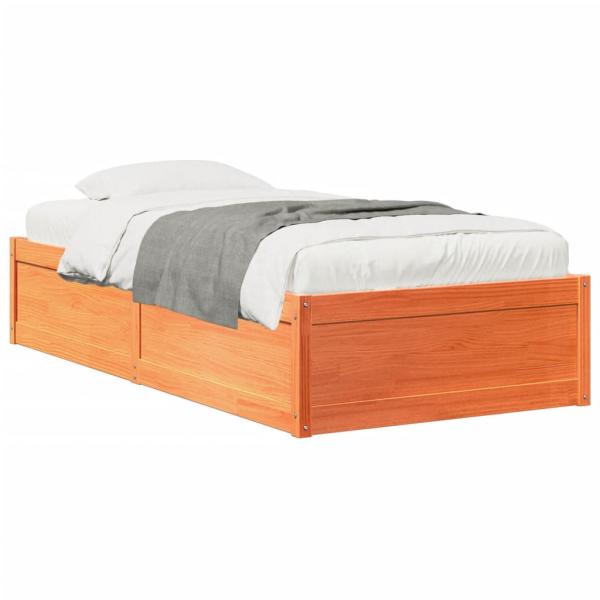 ARDEBO.de - Massivholzbett ohne Matratze Wachsbraun 90x190 cm Kiefernholz