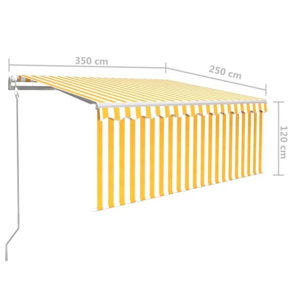 Markise Automatisch mit Rollo LED Windsensor 3,5x2,5m Gelb Weiß