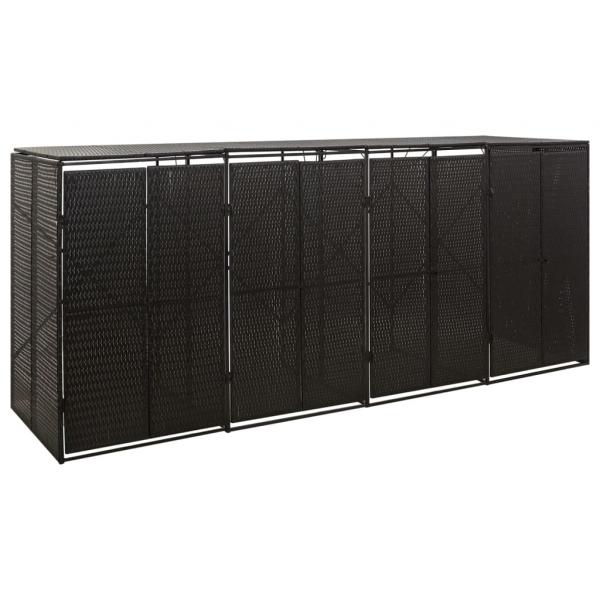 ARDEBO.de - Mülltonnenbox für 4 Tonnen Schwarz 274x80x117 cm Poly Rattan