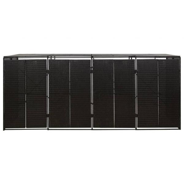 Mülltonnenbox für 4 Tonnen Schwarz 274x80x117 cm Poly Rattan