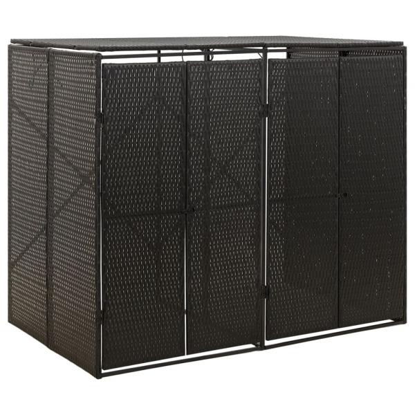 ARDEBO.de - Mülltonnenbox für 2 Tonnen Schwarz 140x80x117 cm Poly Rattan