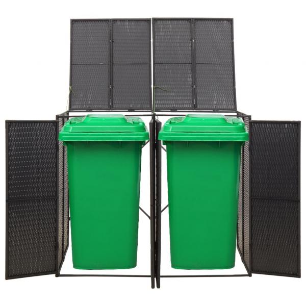 Mülltonnenbox für 2 Tonnen Schwarz 140x80x117 cm Poly Rattan