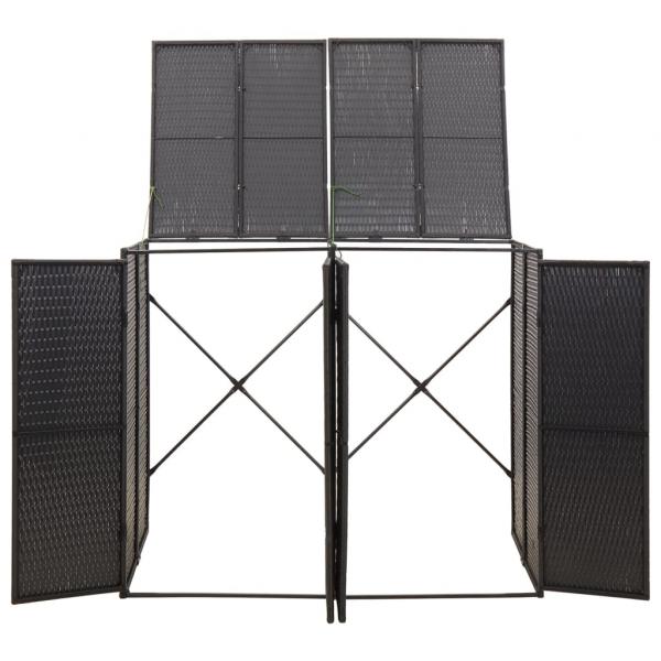 Mülltonnenbox für 2 Tonnen Schwarz 140x80x117 cm Poly Rattan
