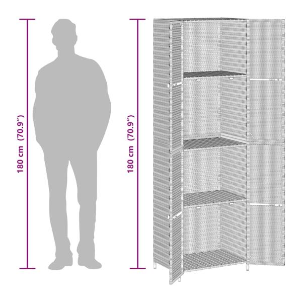 Gartenschrank Schwarz 59x40x180 cm Poly Rattan