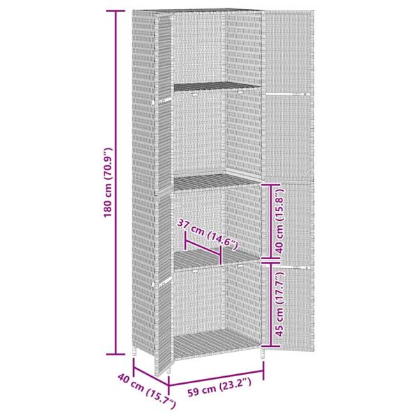 Gartenschrank Schwarz 59x40x180 cm Poly Rattan