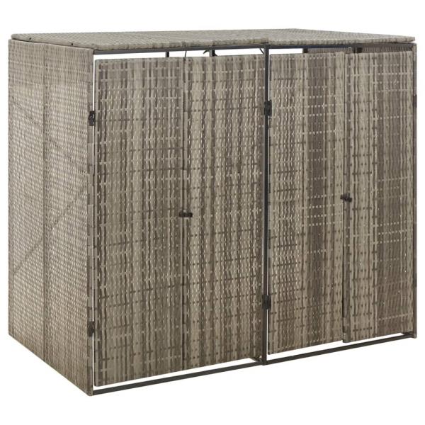 ARDEBO.de - Mülltonnenbox für 2 Tonnen Grau 140x80x117 cm Poly Rattan