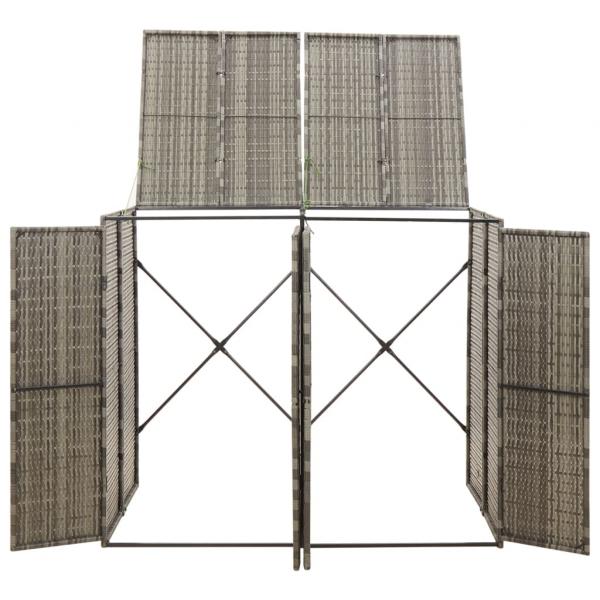Mülltonnenbox für 2 Tonnen Grau 140x80x117 cm Poly Rattan