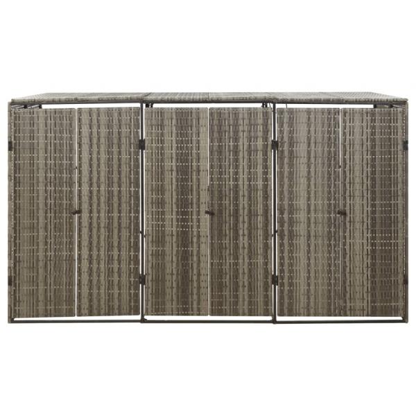 Mülltonnenbox für 3 Tonnen Grau 207x80x117 cm Poly Rattan
