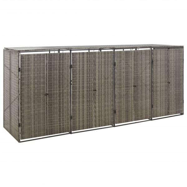 ARDEBO.de - Mülltonnenbox für 4 Tonnen Grau 274x80x117 cm Poly Rattan