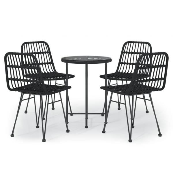 5-tlg. Garten-Essgruppe Schwarz Poly Rattan