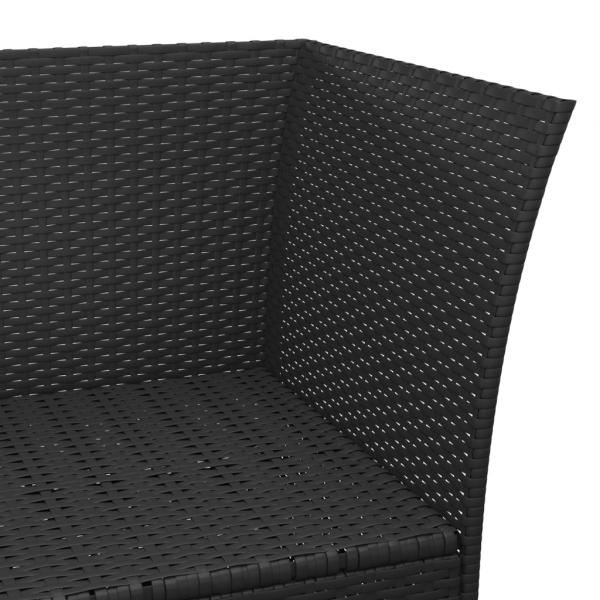 3-tlg. Garten-Lounge-Set mit Kissen Schwarz Poly Rattan