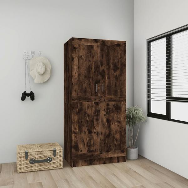 ARDEBO.de - Kleiderschrank Räuchereiche 82,5x51,5x180 cm Holzwerkstoff