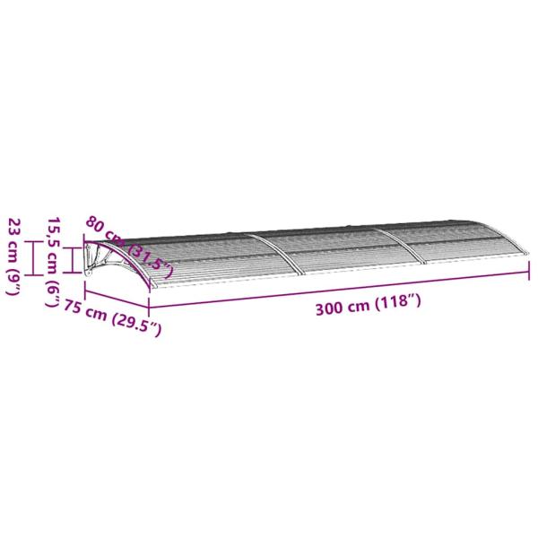 Türvordach Schwarz 300x75 cm Polycarbonat