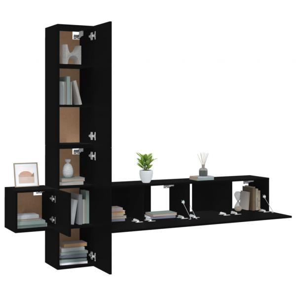 5-tlg. TV-Schrank-Set Schwarz Holzwerkstoff