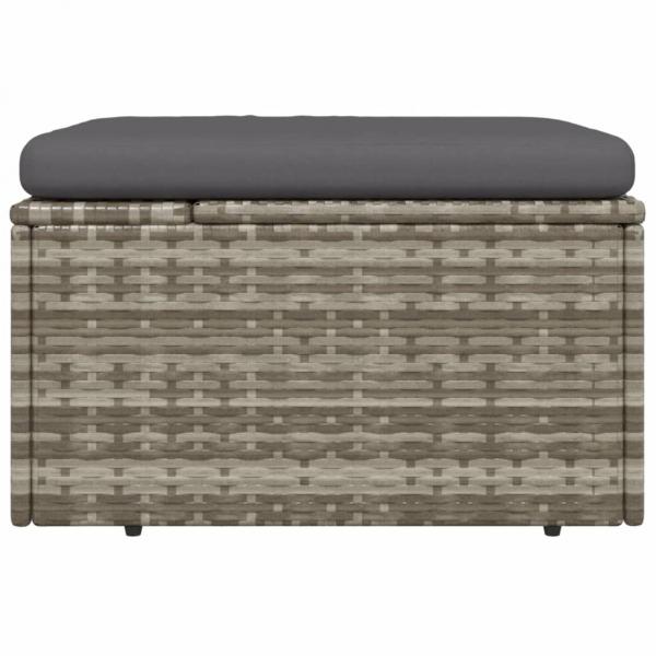 Gartenhocker mit Kissen Grau 55x55x30 cm Poly Rattan