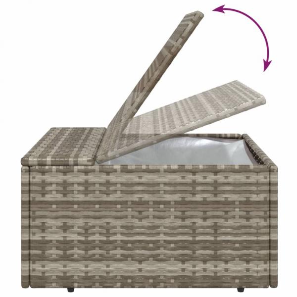 Gartenhocker mit Kissen Grau 55x55x30 cm Poly Rattan
